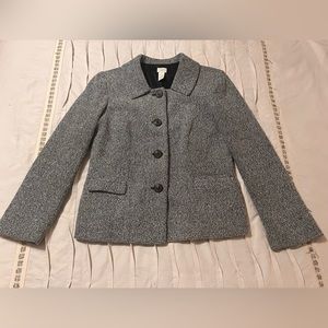 J Jill Tweed Jacket Women's Size 10 Black White Button Casual Career Blazer
